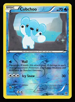 Cubchoo 40/135 Reverse Holo Plasma Storm Pokemon Card - Image 1