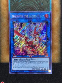 Yugioh Nephthys, The Sacred Flame HISU-EN008 Secret Rare 1st Ed LP - Image 1
