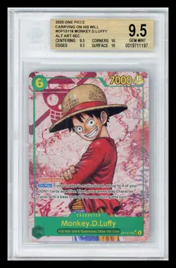 2025 One Piece Carrying On His Will Monkey.D.Luffy Holo Alt Art BGS 9.5 - Image 1