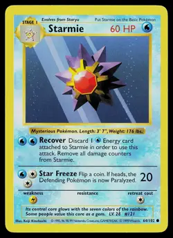 Pokemon Card - Starmie Base Set Shadowless 64/102 Common - Image 1