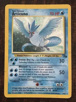 Pokemon TCG Articuno 2/62 Fossil Holographic Rare Card MP Unlimited - Image 1