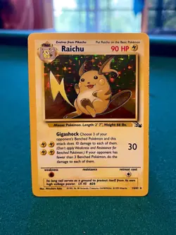 Raichu Holo Foil 1999 Nintendo Pokemon Card Fossil Set Card #14/62 - Image 1