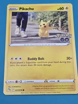 Pokemon GO Pikachu 027/078 Common Pokemon Card LP - Image 1