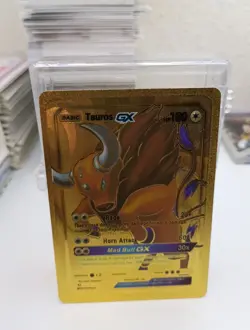 Tauros GX Gold Foil Fan Art Vinyl Textured Collector Pokemon Card - Image 1
