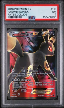 2016 Pokemon Xy Fates Collide Umbreon EX Foil Full Art Fa Foil PSA 7 #119 - Image 1