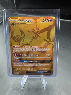 Pokemon Lunala GX Gold Secret Rare 172/156 Sun & Moon – NM - Image 1