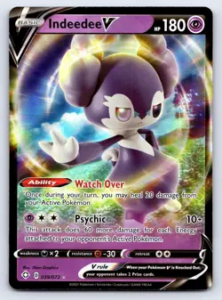 Indeedee V 039/072 Holo V Rare Shining Fates Pokemon Near Mint - Image 1