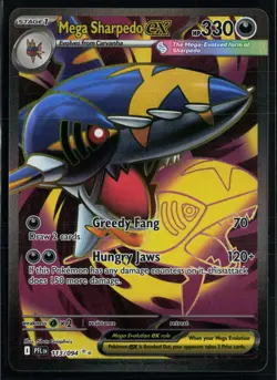Mega Sharpedo ex 113/094 Phantasmal Flames Ultra Rare Pokemon - Image 1