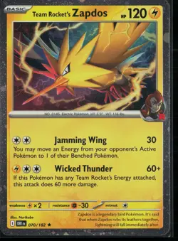Team Rocket's Zapdos 070/182 Destined Rivals Rare Cosmo Holo Pokemon - Image 1