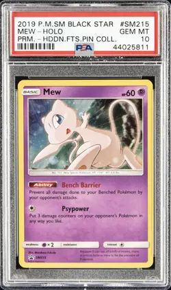 2019 POKEMON SM BLACK STAR PROMO HIDDEN FATES PIN COLLECTION MEW-HOLO PSA 10 - Image 1