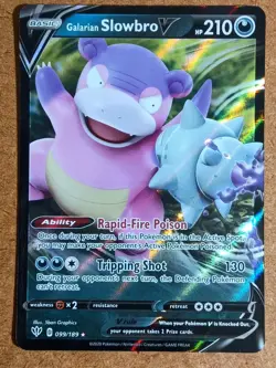 Galarian Slowbro V 099/189 Holo V Rare Darkness Ablaze Pokemon Near Mint - Image 1