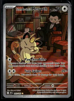 Team Rocket's Meowth 203/182 Illustration Rare Destined Rivals Pokemon NM/M - Image 1