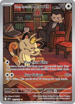 Team Rocket's Meowth 203/182 Illustration Rare Destined Rivals Pokemon NM/M - Image 4