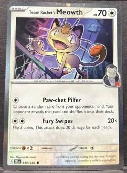 Team Rocket's Meowth (Cosmos Holo) Common Miscellaneous Cards & Products 149/182 - Image 1