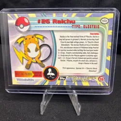 1999 Topps TV Animation Edition Raichu Pokemon Card #26 Non-Holo Blue Label - Image 3