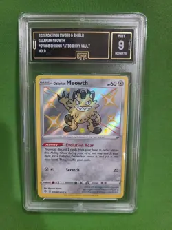 GMA 9 Galarian Meowth Holo 285/190 Shining Fates Shiny Vault 2021 Pokemon Card - Image 1