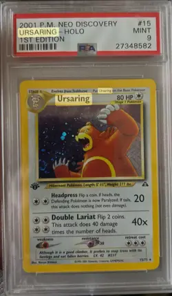 2001 POKEMON NEO DISCOVERY 1ST EDITION HOLO #15 URSARING PSA 9 - Image 1