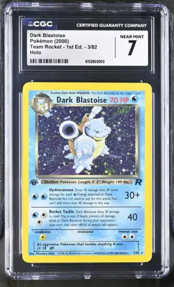 Dark Blastoise 3/82 Holo Team Rocket - 1st Ed. Pokemon CGC 7 Near Mint - Image 1