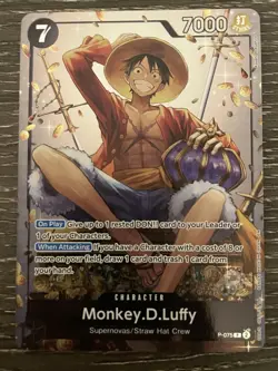 Bandai One Piece Card Game Monkey.D.Luffy P-075 Character Foil English -Promo - Image 3