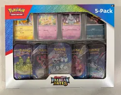 2024 POKEMON TCG S&V PALDEAN FATES 5-PACK MINI TINS SET COSTCO CANADA SEALED - Image 1