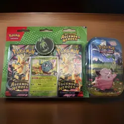 Pokemon Ascended Heroes Lot: Sealed 2-Pack Blister (Erika) & Clefairy Mini Tin - Image 1