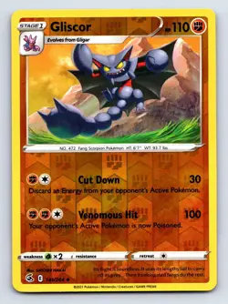 Gliscor 141/264 Uncommon Fusion Strike Pokemon Reverse Holo Lightly Played - Image 1