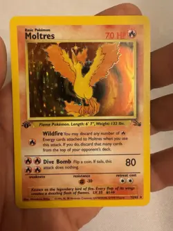 1999 Pokemon - 1st Edition Moltres Holo Rare - Fossil 12/62 WOTC Legendary Bird - Image 1