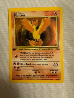 1999 Pokemon - 1st Edition Moltres Holo Rare - Fossil 12/62 WOTC Legendary Bird - Image 2