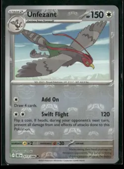 Unfezant (Master Ball Pattern) 073/086 Holo Uncommon Black Bolt Pokemon NM/M - Image 1