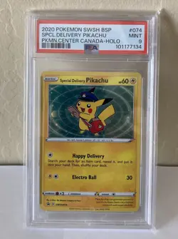 2020 POKEMON SWSH BLACK STAR PROMO #074 SPECIAL DELIVERY PIKACHU-HOLO PSA 9 - Image 2