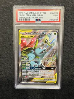 Venusaur & Celebi GX SM167 PSA 9 Mint Pokemon Card New Cert - Image 1