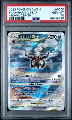 PSA 10 Darkrai Vstar GG50/GG70 Pokemon Crown Zenith Galarian Gallery Card - Image 1