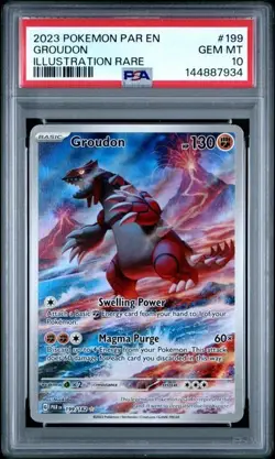 PSA 10 Groudon 199/182 Pokemon Paradox Rift Illustration Rare Card - Image 1