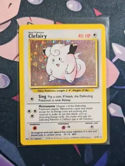 1999 Base Set Clefairy Holo Rare 5/102 Authentic Pokemon Card MP/DMG - Image 1