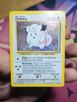 1999 Base Set Clefairy Holo Rare 5/102 Authentic Pokemon Card MP/DMG - Image 3