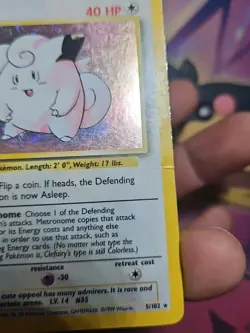 1999 Base Set Clefairy Holo Rare 5/102 Authentic Pokemon Card MP/DMG - Image 4