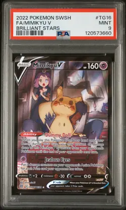 Fa/Mimikyu V Pokemon Sword & Shield Brilliant Stars TG16 NM PSA 9 - Image 1