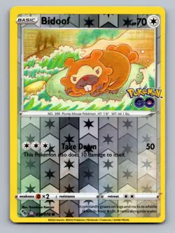 Bidoof (Peelable Ditto) 059/078 HOLO REVERSE HOLO Common Pokemon GO Pokemon LP - Image 1