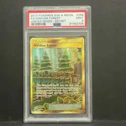 2019 POKEMON UNIFIED VIRIDIAN FOREST #256 FULL ART SECRET RARE PSA 9 - Image 1