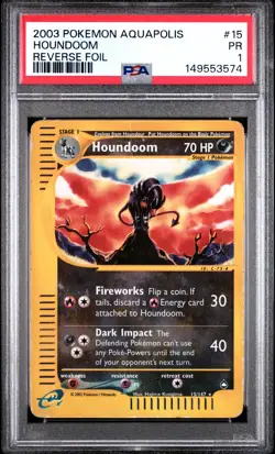 2003 POKEMON AQUAPOLIS #15 HOUNDOOM-REVERSE FOIL PSA 1 - Image 1