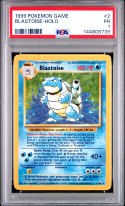 PSA 1 PR 1999 Base Set Blastoise 2/102 Holo Foil Pokemon WOTC Unlimited Rare - Image 1