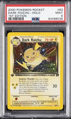 2000 POKEMON ROCKET 1ST EDITION #83 DARK RAICHU-HOLO PSA 9 - Image 1