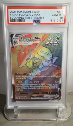 Rayquaza VMAX 217/203 PSA 10 GEM MINT Rainbow Secret Rare Evolving Skies Pokemon - Image 1