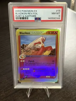 Pokemon TCG “Blaziken” 15/109 Ruby & Sapphire EX Reverse Holo Rare PSA 8 2003 - Image 1