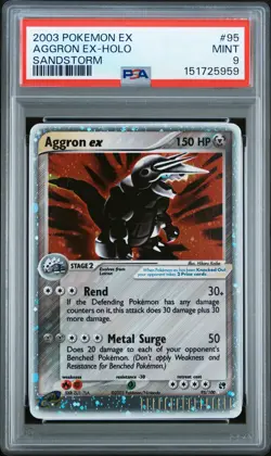 2003 POKEMON EX SANDSTORM #95 AGGRON EX-HOLO PSA 9 - Image 1