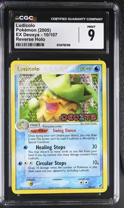 CGC 9 MINT Ludicolo 10/107 EX Deoxys Reverse Holo Stamped Pokemon Card - Image 1