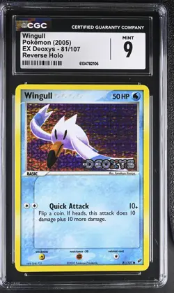 CGC 9 MINT Wingull 81/107 EX Deoxys Reverse Holo Stamped Pokemon Card - Image 1