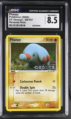 CGC 8.5 NM/MINT+ Phanpy 69/107 EX Deoxys Reverse Holo Stamped Pokemon Card - Image 1