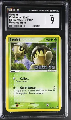 CGC 9 MINT Seedot 71/107 EX Deoxys Reverse Holo Stamped Pokemon Card - Image 1