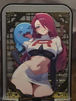 Numbered 057/100 Metal Pokemon Card Jessie Team Rocket Anime - Image 1